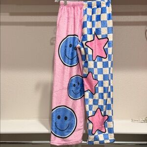 Kids Pink and Blue Smiley Star Pajama Pants